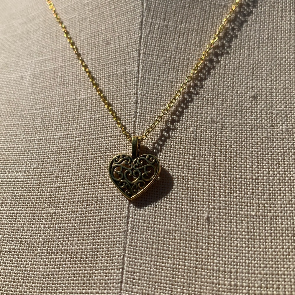 NWT Sterling Silver Plated Chain & Alloy Heart Charm Necklace - Picture 9 of 16